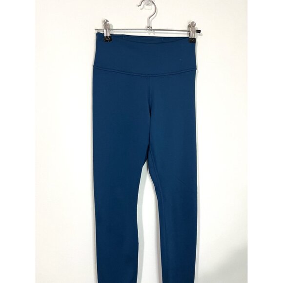 Nike Blue Gold Checkmark High Rise Full Leggings Workout Active Size XS - Picture 5 of 9